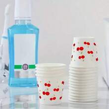 [10 cái/20 cái/30 cái/50 cái/60 cái/80 cái/100 cái/150 cái] Ly giấy dùng một lần in hình quả anh đào - Ly nhỏ dày dặn, chống rò rỉ, thích hợp cho đám cưới, sinh nhật, đồ uống nóng, có thể vẽ lên (hình quả anh đào) - 1 YEAR - Xem 5
