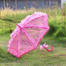 1把可爱甜美洛丽塔蕾丝直柄新娘阳伞，适合婚礼和角色扮演 - 彩色 - 查看 10