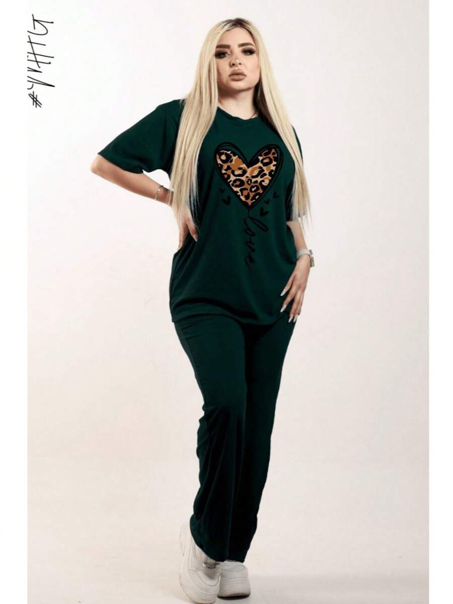Conjunto de 2 Piezas Oversize Unicolor para Dama Mujer Amplio y Holgado de Blusa de Cuello Redondo Unicolor con Manga Corta y Hombros Caídos Cómoda y Pantalón Oversize Holgado Unicolor Sin Bolsillos Moda Otoño Primavera y Verano Estilo Casual y Versatil para Todo Tipo de Ocasion