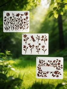 16pcs Plant & Butterfly Hollow Template, Spring Flower Stencils For Ceramic, Wall Painting, Handicraft, Paper, Fabric Tracing, Spray Painting, Graffiti, Reusable Plastic Material - Plant Butterflies - View 9