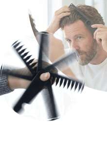 1把旋转宽窄齿折叠梳，便携式迷你双齿折叠梳，360°旋转纹理造型刘海梳 - 彩色 - 查看 2