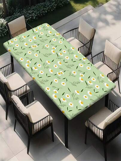 1pc Rectangular Polyester Outdoor Table Cover, Waterproof And Easy To Wipe, Coffee Table Mat, Suitable For Indoor, Outdoor, Patio, Picnic, Camping, Party, Banquet, Restaurant