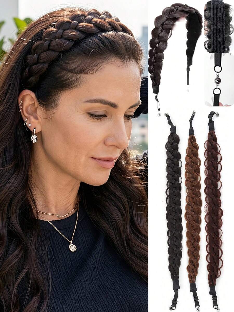 This Braided Wig Features A Hook And Loop Design To Prevent Slippage And Comes With A Magnetic Clip For Easy And Quick On And Off.