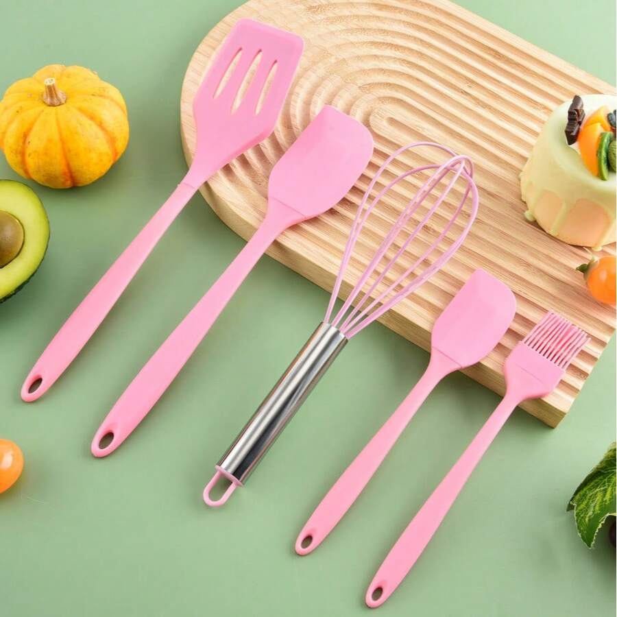 5件套硅胶刮刀套装，5件耐热不粘橡胶刮刀，适用于烘焙、烹饪、搅拌、刮除不粘锅具，厨房工具 - 查看 1