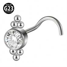 1 chiếc khuyên mũi bằng titan 20g đính đá CZ hình vít, kiểu hoa, không ren, dùng để giữ lỗ xỏ mũi, trang sức xỏ khuyên cơ thể. - Như thể hiện trong hình ảnh - Xem 18
