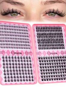 400pcs D-Curl & C-Curl Manga False Eyelashes Set, Individual Cluster Lashes, With Glue, Remover, Tweezers, Soft Crossover Cluster Lashes For Convenient DIY Eyelash Extension At Home, Makeup Tools - Pink - View 2