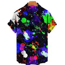 Abstract And Colorful Patterns Symbolize Creative Energy And Happy Emotions. 3D Printed Casual Short Sleeved Button Men's Shirt For Summer Fashion - A508D-AL24371 - 查看 3