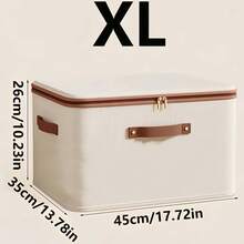 [Bộ 2 chiếc] Tiết kiệm tiền với hộp đựng đồ bằng vải lanh Tianshan có khóa kéo hai cửa sổ dành cho chăn ga gối đệm và đồ dùng gia đình, hộp đựng đồ bằng vải dung tích lớn, có thể gấp gọn để tiết kiệm không gian, chống bụi, chống ẩm, chắc chắn và bền bỉ, hộp đựng đồ gọn gàng và đẹp mắt cho tủ quần áo. - Màu be - Xem 2