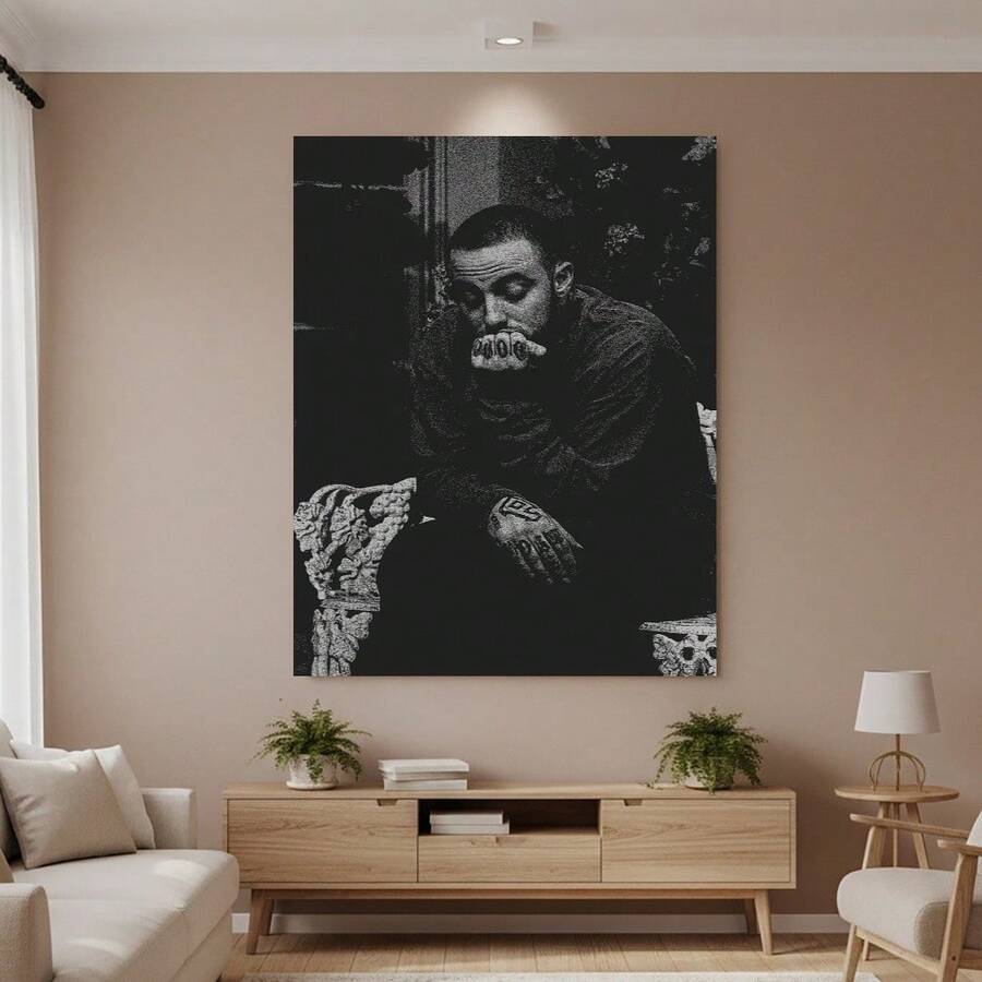 Framed Pintura artística de póster de , 1 pieza, plano 2D - Estilo vintage en blanco y , ideal para decoración de pared de dormitorio, oficina, sala de estar, 30.48x40.64 cm, estética de tensión dramática, decoración de dormitorio universitario | Póster vintage | Efecto ramé - Enmarcado - Ver 1