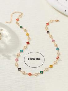 1pc Bohemian Style Colorful Flower Chain Necklace For Men, Summer Vibe Valentines,Mom,Mother,Mother's Day,Gift - Colorful - View 4