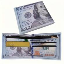 1pc Vintage Dollar Pattern Ultra-Thin Wallet, Credit Card Holder, Zippered Coin Purse, PU Leather Convenient Business Folding Card Holder - 1 - 查看 7