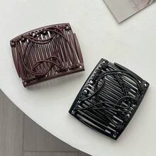 1 pieza/2 piezas Peine de pelo elegante y de moda, pinza de pelo de doble peine elástico ajustable, adecuado para mujeres con cabello grueso y rizado, accesorios para el cabello - Multicolor - Ver 5