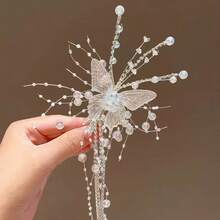 2 chiếc kẹp tóc cô dâu đính ngọc trai tua rua - Nhiều màu - Xem 3