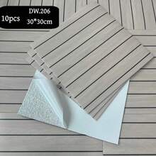 10片装 30cm x 30cm 自粘网格壁纸，3D 复古木纹网格风格自粘墙贴，3D 凹槽墙贴，可移除无缝自粘壁纸，条纹设计，适用于台面和家具翻新、室内墙面装饰，适合 DIY 项目 - A - 查看 13