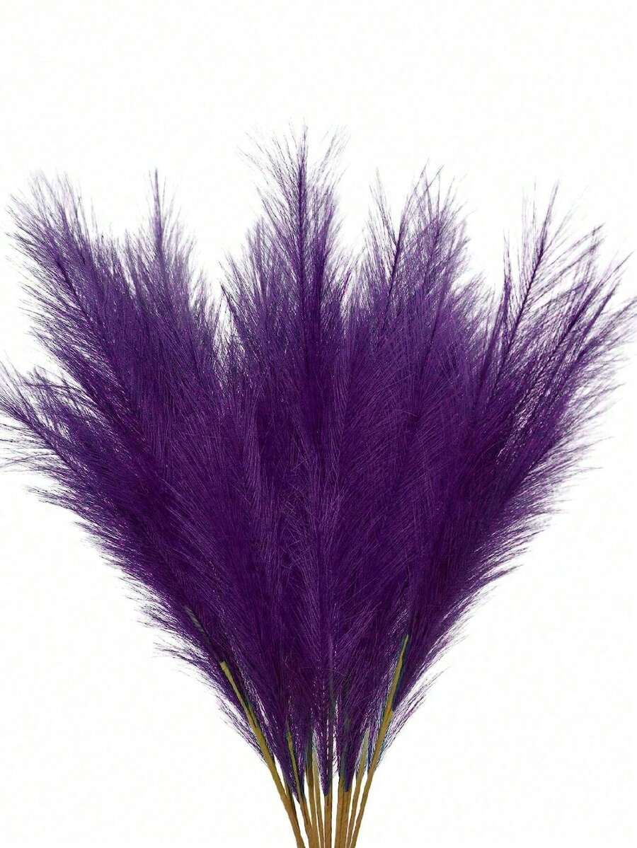 20 cành cỏ Pampas nhân tạo - 55cm/21.65in, cành lông vũ giả dùng trang trí bình hoa, nhà bếp, nhà cửa phong cách Boho, trang trí phòng, trang trí tiệc cưới, trang trí ngày Valentine (màu tím), quà tặng sinh nhật, tốt nghiệp, cây giả - Màu tím - Xem 1