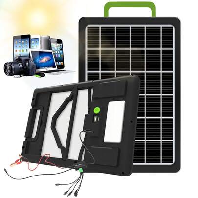 Portable Solar Panel Charger 30W, Monocrystalline High-Efficiency Foldable Solar Charger With Kickstand & Handle, 3A Fast Charging USB Ports, 1-To-5 Cable, 6V/12V Battery Maintainer Trickle Charger, LED Light For Camping Hiking RV Travel Outdoor