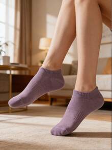 1/6 Pairs Women's Casual Short Socks, All-Match Solid Color Low-Cut Boat Socks, Morandi Color Palette, Breathable Short Socks, Daily Commute, Versatile Women's Socks, Daily Casual, Home Leisure Boat Socks, Randomly Mixed - Multicolor - View 2