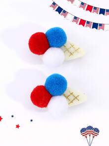 2个装独立日红白蓝发夹，可爱发卡节日发饰，适合女孩和青少年 - 彩色 - 查看 1