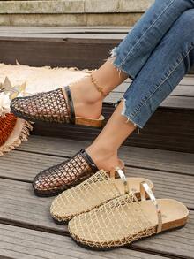 Boken 软底平底凉鞋，休闲必备，女士凉鞋，记忆海绵鞋垫，度假必备，女士网眼拖鞋 - 黑色 - 查看 3