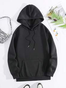 Mother's Day Gift 1 Piece Hoodie, Printed With Tropical Palm Tree Letters, Perfect For Casual Wear In Autumn And WinterMommy And Me Love Mom Festival Outfits - Black - View 3
