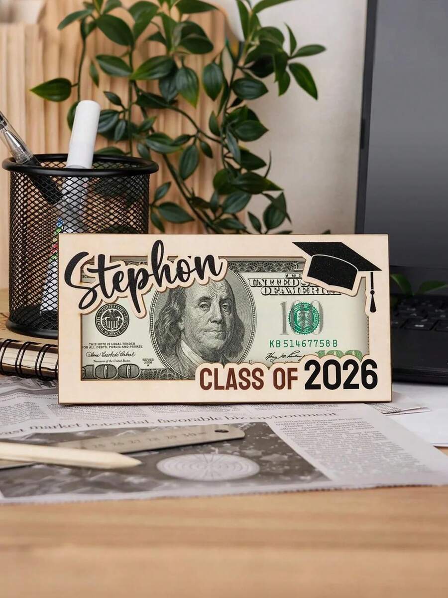 4 piezas Caja de regalo personalizada de graduación 2026, Caja de regalo de graduación, Soporte de tarjeta de graduación de madera, Regalo para graduado 2026, Adecuado para fiesta de graduación, fiesta de cumpleaños y regalos de fiesta temática - multicolor - Ver 1