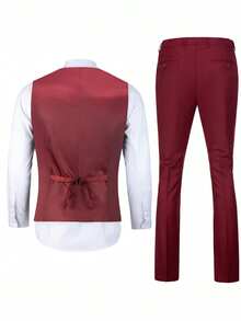 WindsorQuad 3pcs Men's Suit Set, Elegant Solid Color Slim Fit Gentleman ...