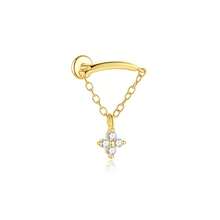 1pc 925 Sterling Silver Flat Back Ear Cuff Earring With Chain & Diamond Stud Earring, Ear Cartilage Earring, Ear Lobe Earring, Ear Cuff Earring For Women, Gift - Gold - View 26