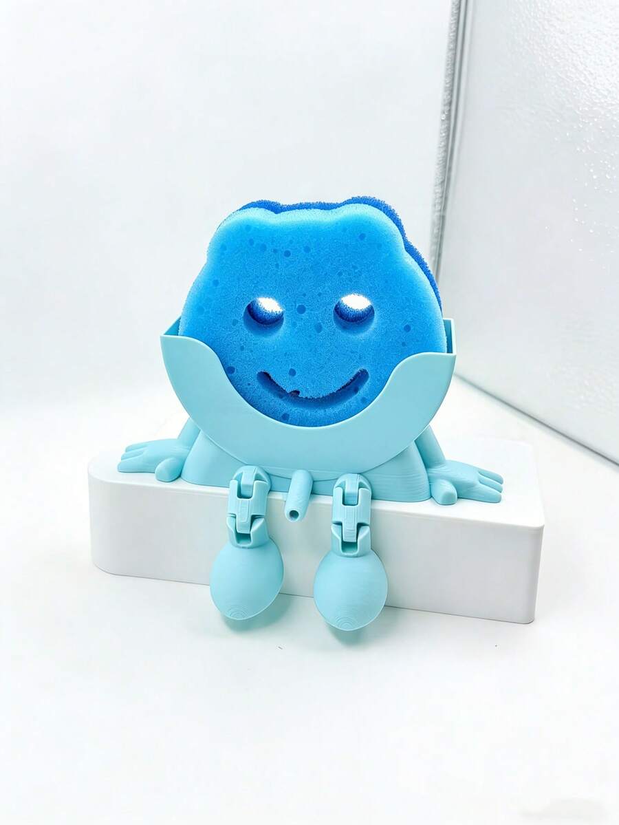 可爱趣味沥水海绵架，带排水孔和支腿 | 2026新款创意3D打印洗碗海绵收纳架，厨房水槽台面整理架，清洁工具塑料支架