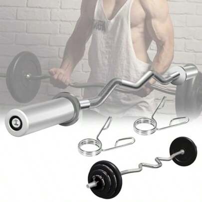 Barra Olimpica de Ejercicio Profesional 1.2M Poste de Levantamiento de Pesas con 2 Clips de Resorte Acero Sólido Dumbbell Bar para Entrenamiento de Fuerza en Casa o en el Gimnasio