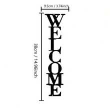 1pc Metal Vertical Welcome Sign Wall Decor - Entryway Decoration, Housewarming Gift, Typography Design, Indoor Wall Hanging For Living Room Or Foyer - Black - View 7