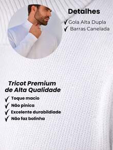 Baronesa Tricot Cacharrel Men's Cold Weather Blouse High Neck Knitting - White - View 5