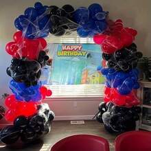 35pcs Matte Red, Black, Blue And Silver Metal Latex Balloons, Suitable For Superhero Theme, Spider Theme Birthday Party, Graduation Party Decoration - 18 YEARS - View 3