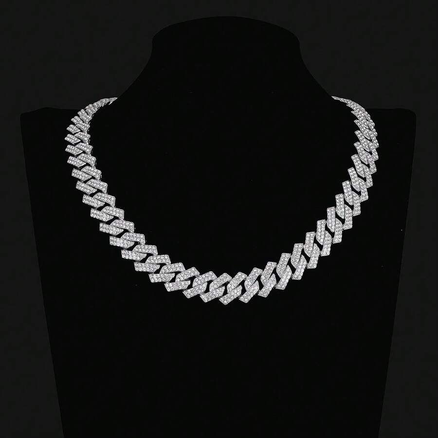 Collar de eslabón cubano geométrico de alta calidad, joyería de estilo hip hop brillante como regalo - collar de cadena - Ver 1