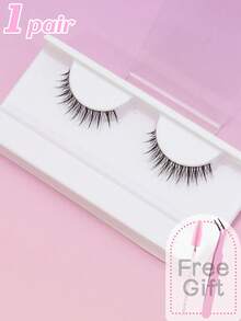1/5/10 Pairs Layered Ultra-Fine Natural False Eyelashes, Fluffy Soft Thick 3D Mink Lashes, Long Slim Lashes With Messy Lash Roots, Multi-Layer Lashes, Short & Dense Lashes, Popular Japanese & Korean Style Transparent Invisible Lash Roots, Comes With Pink Eyelash Tweezers & Pink Eyelash Brush - Natural Lashes - View 5