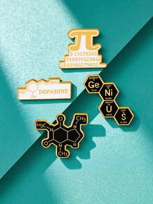 1/4 piezas Broche de elemento químico, fórmula matemática romántica, molécula química, símbolo de Pi, decoración de estilo intelectual para ropa, mochila, regalos para madre, padre, graduación y maestro - Multicolor - Ver 2