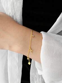 BALMORA 1 chiếc vòng tay bạc Sterling 925 thời trang, thanh lịch, hình thánh giá đính đá Cubic Zirconia, mặt dây chuyền tua rua, thích hợp đeo hàng ngày, làm quà tặng tình bạn, dự tiệc. - Vàng - Xem 2