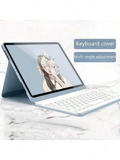TenYide Ốp lưng iPad màu xanh trơn, chất liệu cao cấp, kèm bàn phím. Ốp bảo vệ iPad màu xanh nhạt, tương thích với các dòng iPad 5/6/7/8/9/10, Pro 11/Pro 13, Air 1/2/3/4/5/6/13, Galaxy Tab Series, MatePad Series, Honor Tablet Series và Pad Series. Quà tặng mùa xuân, màu pastel, lễ Phục sinh.