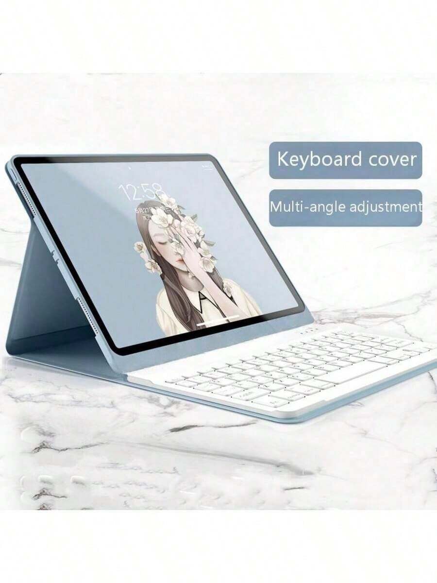 TenYide 適用於 iPad 5th/6th/7th/8th/9th/10th、Pro 11/Pro13、Air 1/2/3/4/5/6/13，適用於 GalaxyTab 系列機型/MatePad 系列機型/Honor Pad 系列機型/XiaomiPad 系列機型/LenovoTab 系列機型，可拆卸式無線鍵盤電池與保護殼，防摔/防震/防塵，產品包含無線藍牙鍵盤與平板保護殼