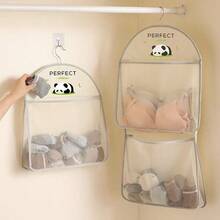 3-Tier Hanging Bra & Sock Storage Net Bag - Suitable For Dorm And Home, Wall-Mounted Transparent Pocket Design Multi-Layer Clothing Organizer Bag - Multicolor - View 2