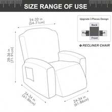 Genina Funda impermeable para silla reclinable fundas elásticas para sofá reclinable con bolsillos fundas lavables para silla reclinable Lazy Boy protector de sofá a prueba de fugas para niños - Azul marino - Ver 7