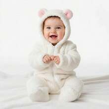 Sheep Winter  For Babies, Long Sleeves, Sheepskin, Hooded With Ears, Children's Clothing - 淺粉色 - 查看 5