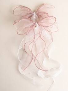 1 Set (1 Set = 2 Pcs) Lace Bow Curtain Tie Backs, 3D Organza Bows, Infused With French Elegance And Charm, Bringing A French Ambiance To The Space - Multicolor - View 7