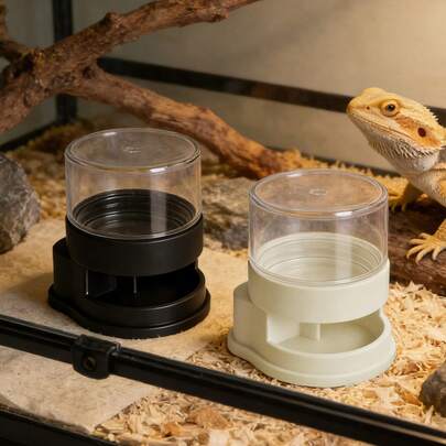 1个迷你自动补水装置，适用于蜥蜴、壁虎和其他爬行动物，无需频繁加水即可自动补水，适用于所有爬行动物饲养箱，是壁虎、蜥蜴、变色龙和小型爬行动物的理想选择。
