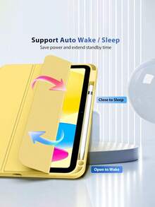 适用于 iPad Air 11 英寸 M4/M3/M2 (2026/2025/2024)、Air 第五代/第四代 (2022/2020) 10.9 英寸的混合超薄保护壳 - 防震保护套，带透明后盖和 Apple Pencil 收纳槽，柠檬黄 - 黃色 - 查看 4