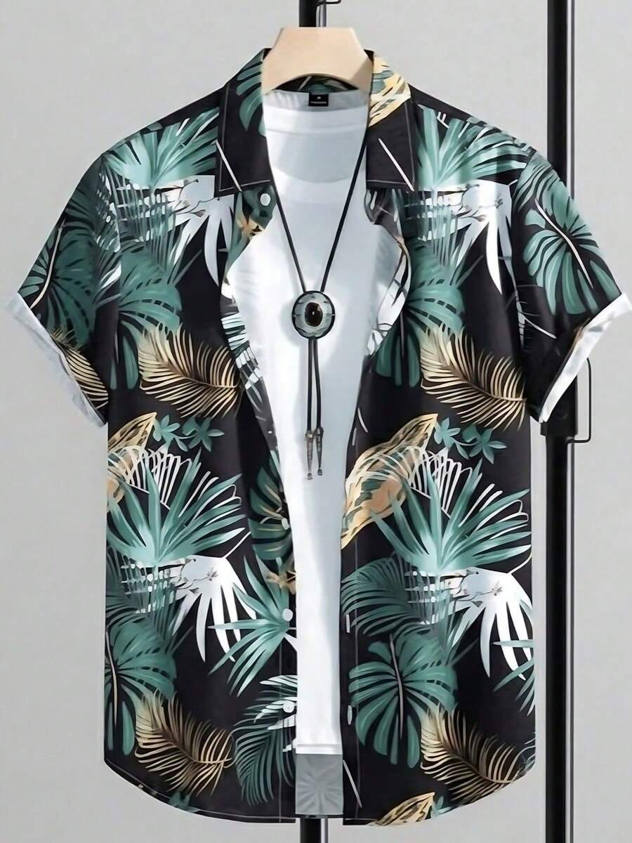 Summer Hawaiian Floral Short Sleeve Polo For Men - A508D-AL23649 - 查看 1