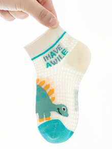 5 Pairs Kids Thin Ankle Socks, Cartoon Dinosaur Pattern, Breathable Baby Mesh Socks For Summer, Boys - Multicolor - View 7