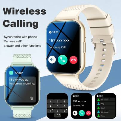 Đồng hồ thông minh đa chức năng với dây đeo có thể thay thế, đồng hồ kỹ thuật số thời trang, hỗ trợ điều khiển cuộc gọi và nhạc, đồng hồ thể thao unisex.