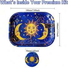Celestial Rolling Tray Kit - 7" X 5.5" Metal Tray With 2" Metal Grinder - Galaxy Design For Travel & Home Organization - Own A Piece Of The Cosmos (Celestial) - 放 - 查看 8