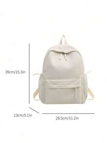1 pièce Sac à dos pour adolescents avec fermeture à glissière en nylon, version coréenne Harajuku Ulzzang, simple et à la mode, style campus Ins, convient à tous les looks - Sac à dos simple + porte-clés - Voir 10
