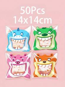 4-In-1 Cartoon Self-Adhesive Baking Packaging Bags, Suitable For Snowflake Crackers, Candies, Mooncakes, Wedding Party Favors - Big Mouth - View 14